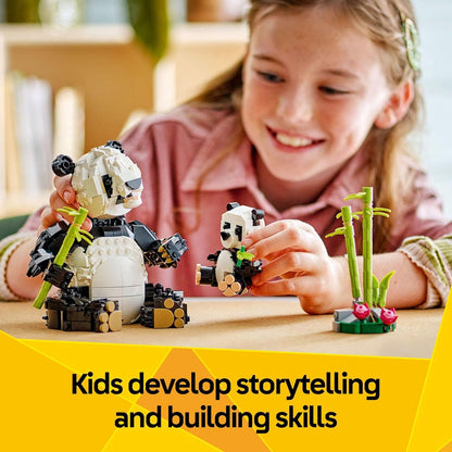 LEGO Creator 3 in 1 Wild Animals Panda Family - Building Toy Kit for Kids with 3 Building Options, Panda, Penguin, or Orca - 8 Year Old Girl & Boy Birthday Gifts - 31165
