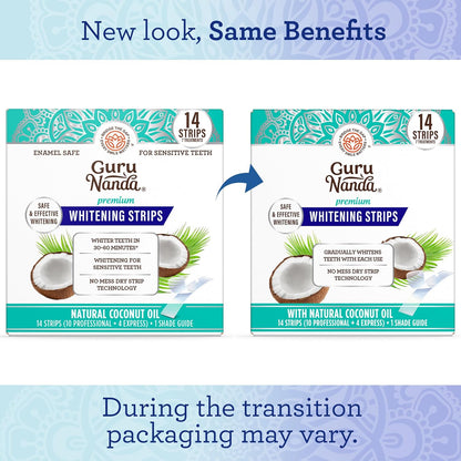 GuruNanda Teeth Whitening Strips - 7-Day Treatment with Non-Slip, Dry Strip Technology - Whitening Designed with Care for a Brighter Smile