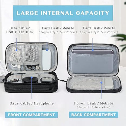 FYY Travel Cable Organizer Pouch Electronic Accessories Carry Case Portable Waterproof Double Layers All-in-One Storage Bag for Cord, Charger, Phone, Earphone Black