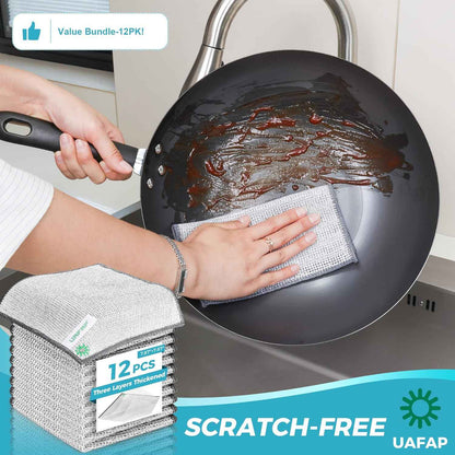 12 PCS Non Scratch Wire Dishcloth, Cleans Fast Without Scratching, Stands Up to Stuck-on Grime, Multi-Surface Safe, Wire Dishwashing Rag Cleaning Power for Everyday Jobs 7.87“ x 7.87”