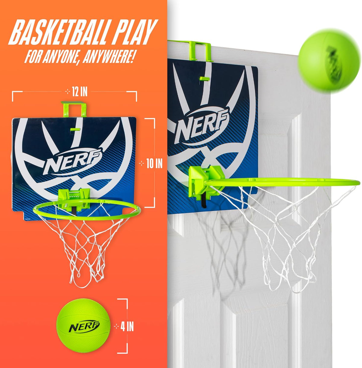 Nerf Nerfoop - The Classic Mini Foam Basketball and Hoop - Hooks On Doors - Indoor and Outdoor Play - A Favorite Since 1972