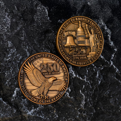 USA 250th Anniversary Commemorative Zinc Alloy Coin - United States of America Liberty & Courage 1776-2026