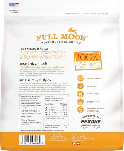 Full Moon Chicken Jerky Healthy All Natural Dog Treats Human Grade Made in USA Grain Free, 1.5 Pound (Pack of 1)