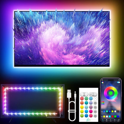 LED Lights for TV, 16.4ft LED Lights for 45-75 Inch TVs, RGB TV Backlight Behind, Music Sync Bluetooth APP & Remote Control Strip Lights USB Powered for Bedroom, Gaming, Home Décor