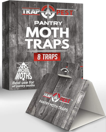 8 Pack Pantry Moth Traps- Safe and Effective for Food and Cupboard- Glue Traps with Pheromones for Pantry Moths