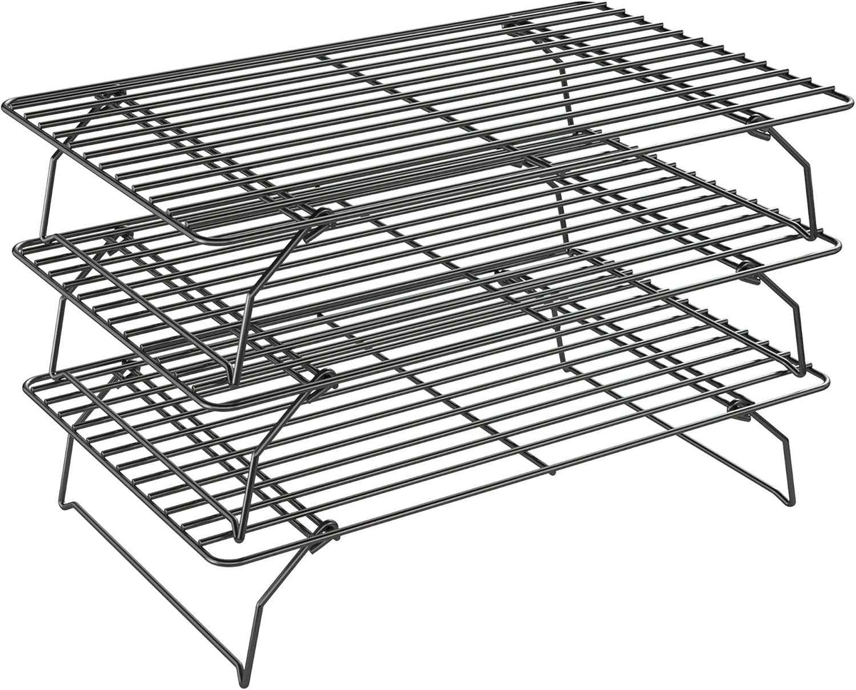 2PCS Cooling Racks for Cooking and Baking - 10" x 15"Heavy Duty Stainless Steel Wire Rack for Baking, Grilling, Roasting - Oven & Dishwasher Safe - Fits Jelly Roll Sheet Pan-Silver