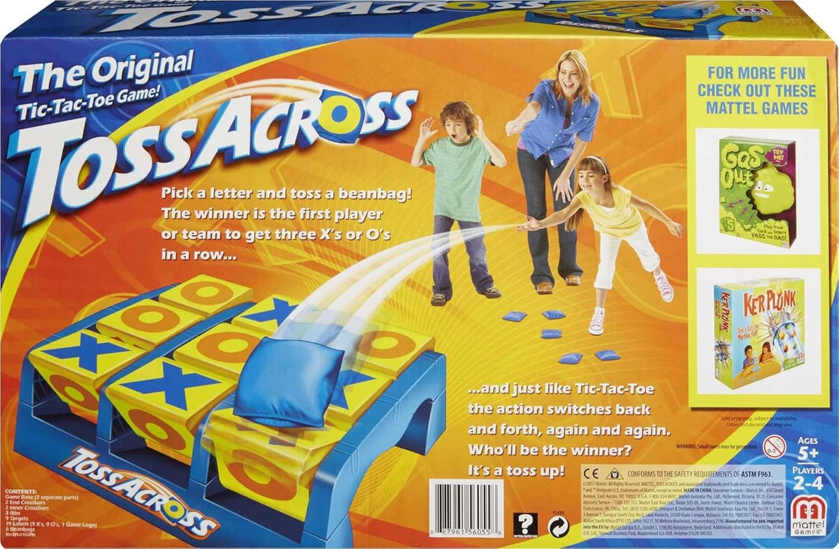 Mattel Games Toss Across Game, Beanbag Tic Tac Toe for 2 to 4 Players Ages 5 Years and Older