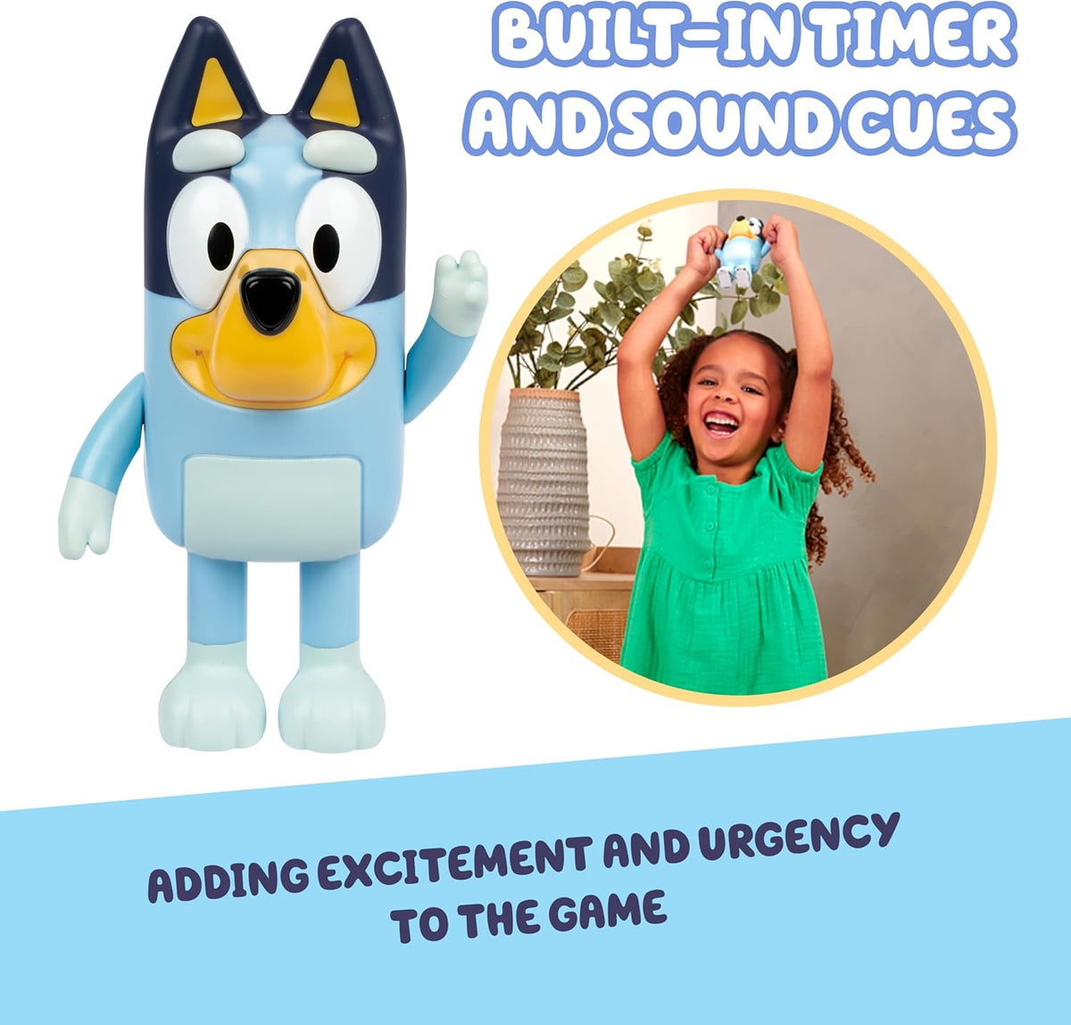 Bluey Game Hide and Seek Figure, Articulated, Musical Kids Figurines with Dance Mode, Interactive Play Toddler Figurine Toys for Ages 3+