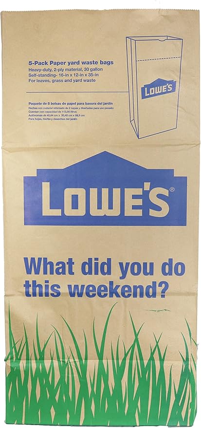Lowe's 30 Gallon Heavy Duty Brown Paper Lawn and Refuse Bags for Home and Garden (10 Count), Large (LOWESLL)