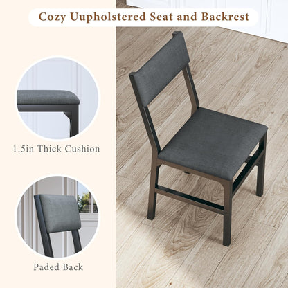 Dining Table Set for 4, Extendable Kitchen Table Cushion Chairs Set of 4, Rectangle Dining Table with Metal Frame & MDF Board, Folding for Small Apartment Saving Space, Black