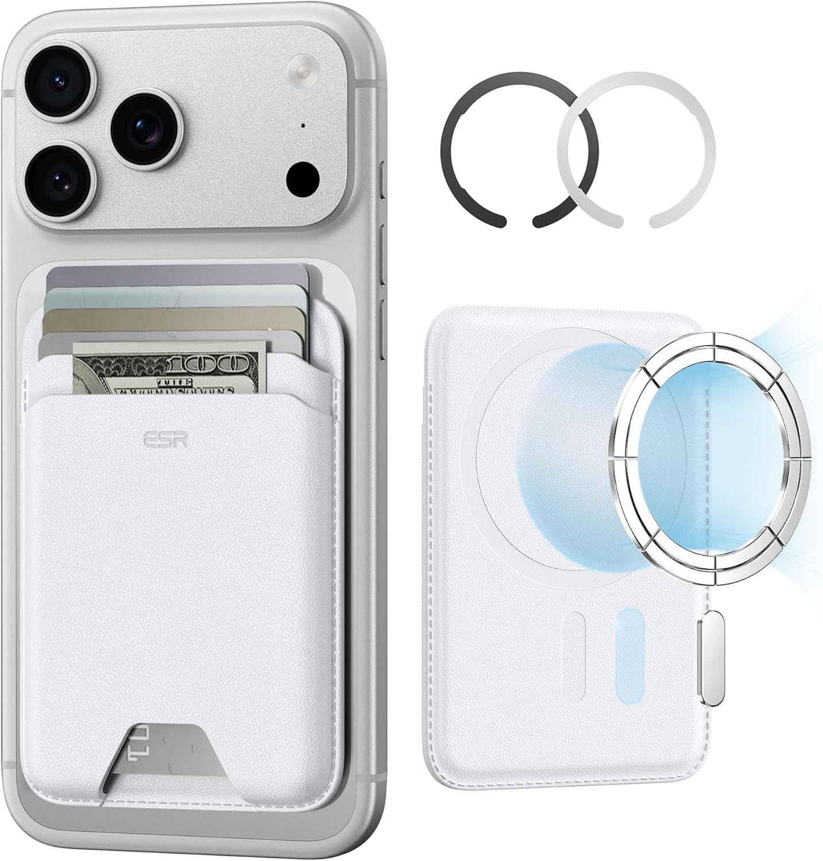 ESR for MagSafe Wallet, 5-Card Holder With RFID Blocking, MagSafe Sticker Included, Slim Magnetic Wallet for iPhone 17/16/15/14/13/12 Series and Selected Samsung Devices, Not for 13/12 Mini, Black