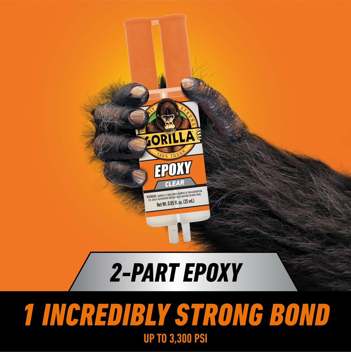 Gorilla 2 Part Epoxy, Clear Epoxy, 0.85 Ounce Syringe (Pack of 1) - 5 Minute Set, Incredibly Strong Bonding
