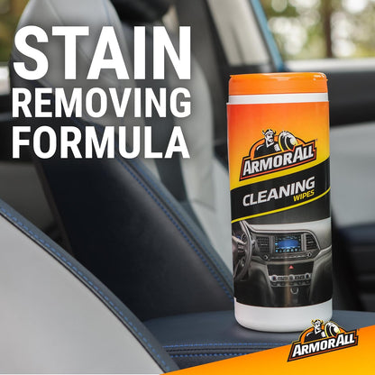 Armor All Interior Car Cleaning Wipes, 25 Count Canister, Powerful Cleaning for Dashboards, Vinyl, Clear Plastics, Carpet and Fabric