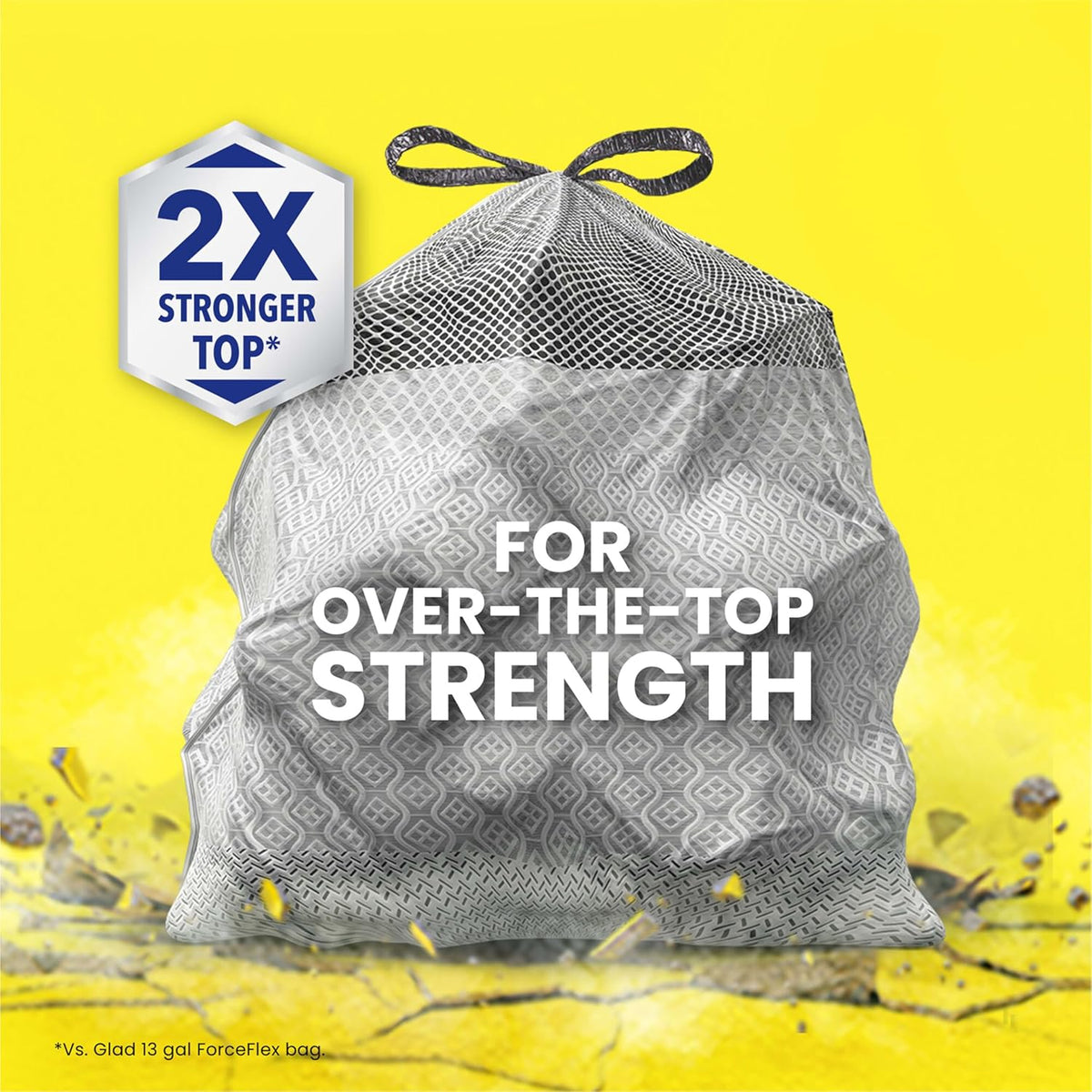 Glad ForceFlex MaxStrength Kitchen Drawstring Trash Bags, 20 Gal, Fresh Clean, 80 Ct, Pack May Vary