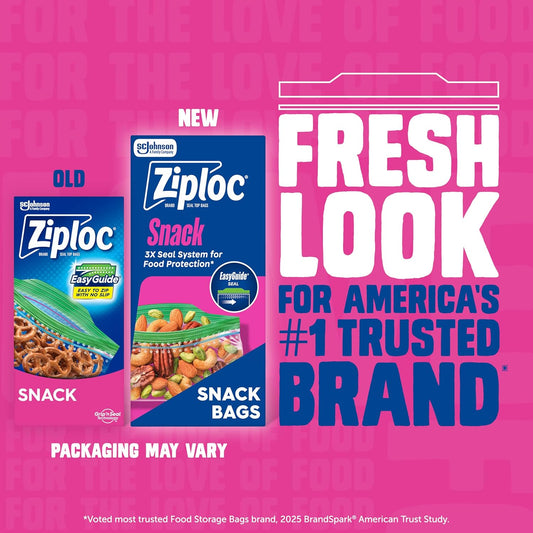 Ziploc Snack Bags, Easy Open and Close, Plastic Food Storage Bags, 280 Bags Total (Packaging May Vary)