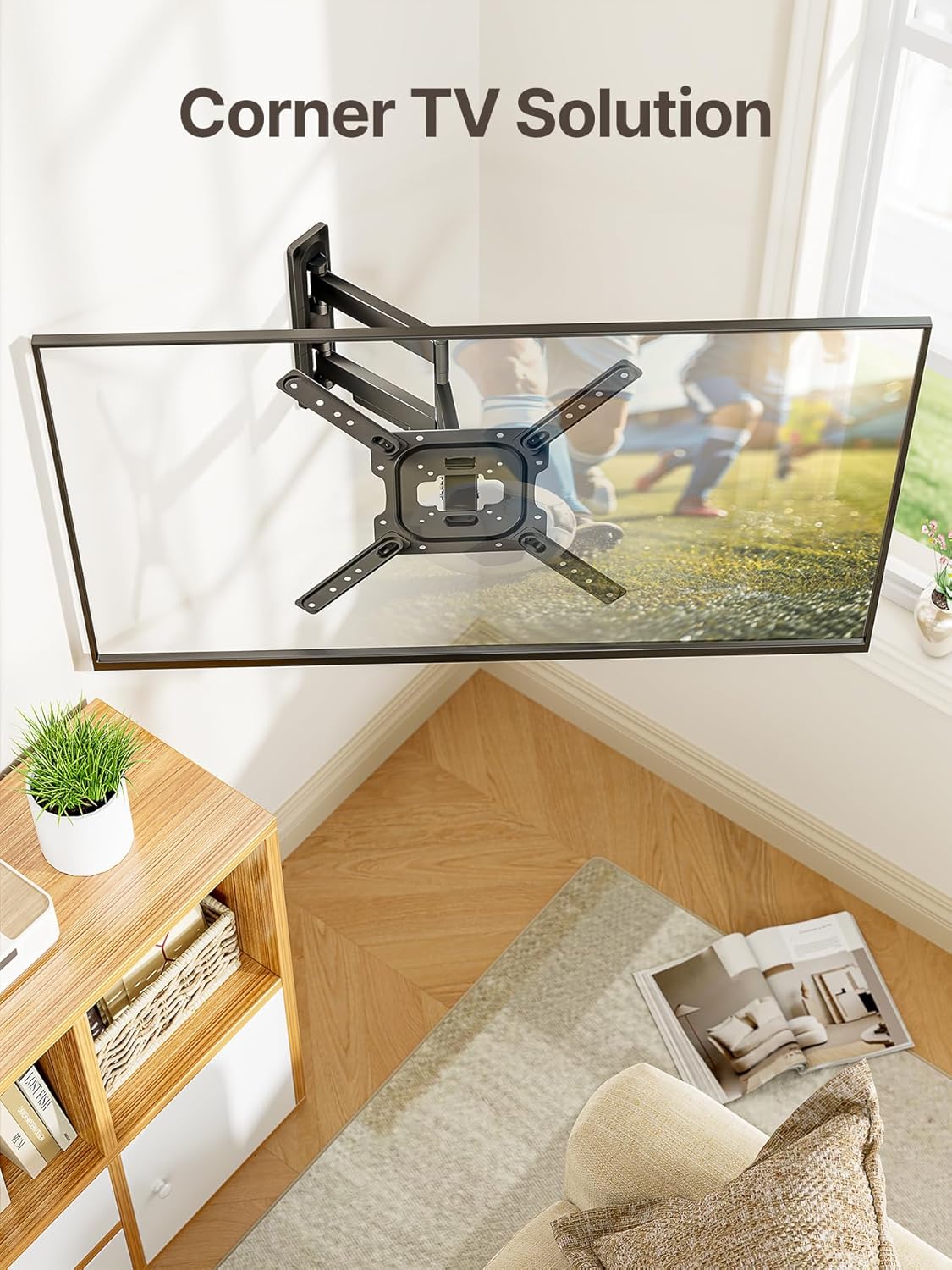 monTEK Full Motion TV Wall Mount for 23–65 Inch Flat & Curved TVs and Monitors, Swivel & Tilt Articulating Bracket, Max VESA 400x400mm, Holds up to 77 lbs, Perfect Center Design