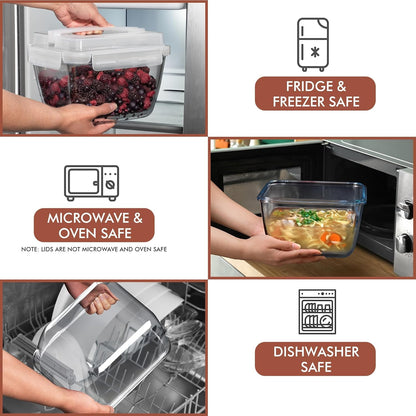 Razab 17 Cups / 132 Oz / 3900ml Large Glass Food Storage Containers with Lids - Leakproof, BPA-Free Large Meal Prep Container Ideal for Roasting Turkey, Store Leftover - Microwave & Oven Safe