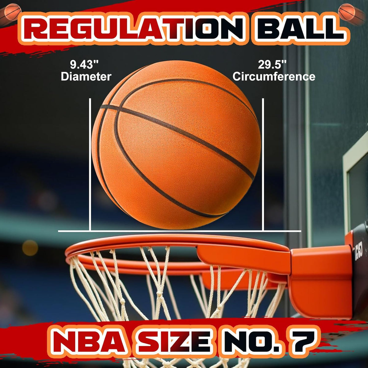 Silent Basketball Size 7 (29.5") – Grooved Airless Indoor Basketball for Quiet Dribbling and Indoor Training, Pro PU Foam Ball – Real Feel Higher Bounce Quieter
