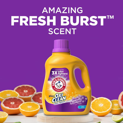 ARM & HAMMER Plus OxiClean Odor Blasters Fresh Burst, 128 Loads Liquid Laundry Detergent, 166.5 Fl oz