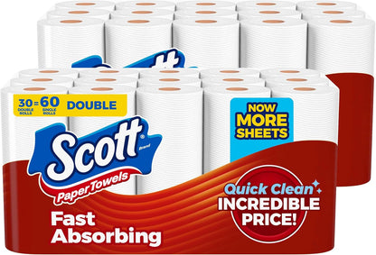 Scott Paper Towels, Choose-A-Sheet, 6 Double Rolls = 12 Regular Rolls (108 Sheets Per Roll) - Rayz Mart