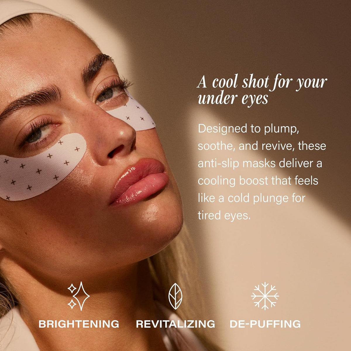 '+ Lux Unfiltered Cooling Under Eye Patches - Anti-Slip Caffeine Infused Korean Eye Mask - Reduces Puffiness, Brightens, & Hydrates Skin - Fragrance Free, Vegan, & Cruelty Free - 10 Count