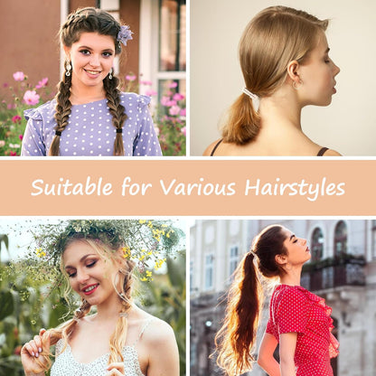 Boho Hair Ties, 20 PCS of 4 Styles Cute Bands for Thick or Thin Hair, No Damage Elastic Bracelets, Brown Hair Accessories for Girls and Women