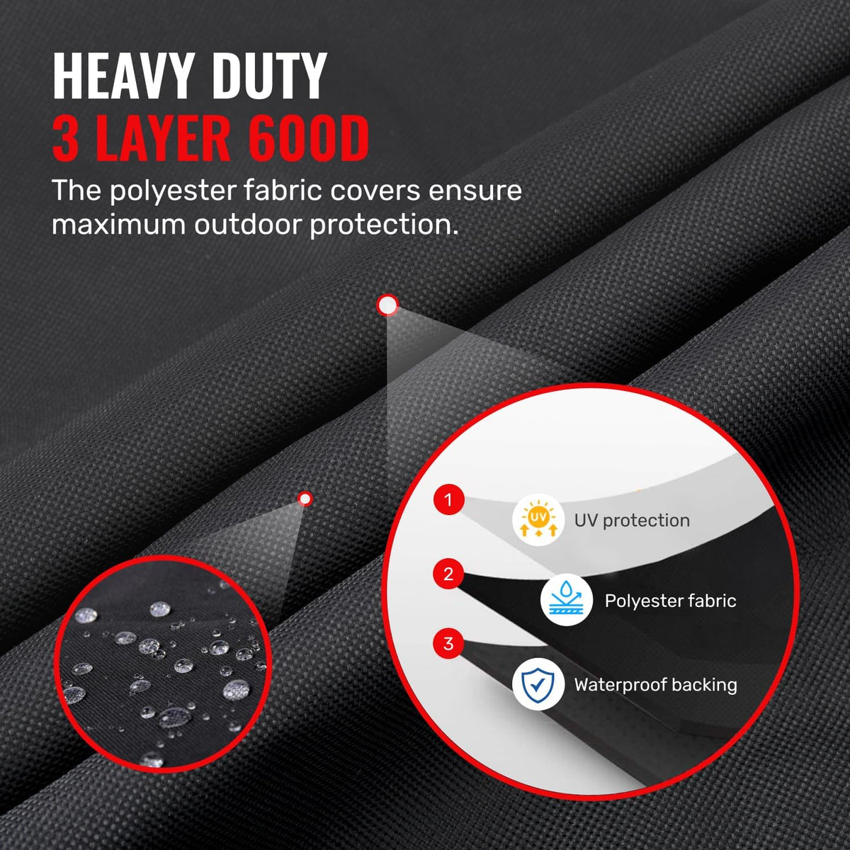 Grillman Grill Cover, BBQ Outdoor Grill Covers, Charcoal, Gas Grills, Waterproof, Rip-Proof, Weather-Resistant, Anti-UV, Barbecue Cover for Weber, Genesis, Charbroil, Nexgrill, etc (Black, 58 Inch)