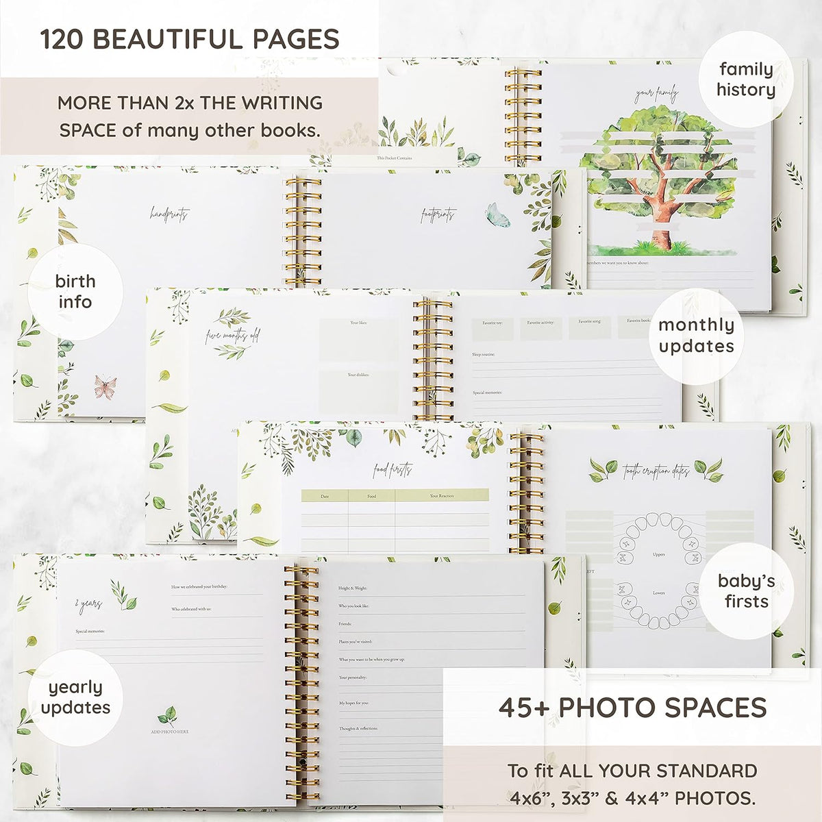 Keepsake Memory Book for Baby Boy or Girl Timeless First 5 Year Baby Book A Milestone Book to Record Every Event from Birth to Age 5 Gender Neutral Journal Scrapbook Photo Album
