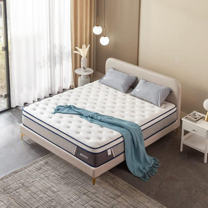 Rimensy Full Size Mattress 12 Inch Hybrid Mattress - Memory Foam & Individually Pocket Coils Springs | Pressure Relief | Motion Isolation, Edge Support | CertiPUR-US Certified | Medium Firm