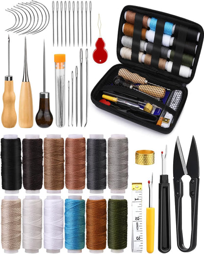 BAGERLA Heavy Duty Sewing Kit, Needle and Thread Kit with Upholstery Thread Needles Sewing Awl Seam Ripper for Car Seats Carpets Shoes Backpacks DIY Crafting