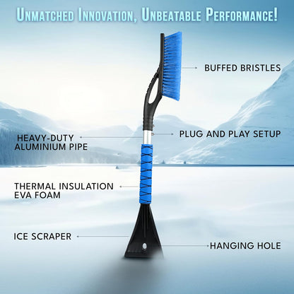 EcoNour 27 inch car snow brush and ice scraper 2 pack for windshield snow removal and ice scraping winter car accessories