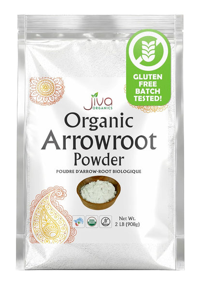 Jiva Organics Organic Arrowroot Flour (Powder) 2 Pound Bag - Raw, Non-GMO, Gluten Free