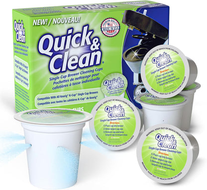 Quick & Clean [6-Pack] Keurig Cleaning Pods - K Cup Cleaner Pod For Keurig - 2.0 Coffee Machine Compatible, Removes Stains, Non-Toxic and Eco-Friendly