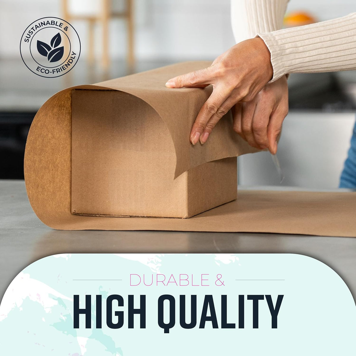 Large Brown Kraft Paper Roll - 36" x 1200" (100 ft) - Made in USA - Ideal for Gift Wrapping, Packing, Moving, Postal, Shipping, Parcel, Wall Art, Crafts, Bulletin Boards, Floor Cover or Table Runner