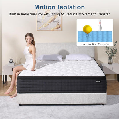 Queen Size Mattress, 10 Inch Hybrid Memory Foam Queen Mattress in a Box, Pressure Relief, Medium, CertiPUR-US