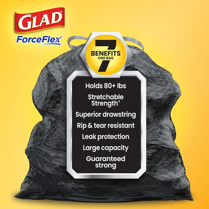 Glad Large 30 Gallon Trash Bags, Clorox Mountain Air Heavy Duty Garbage Bags, Forceflex with Drawstring, 50 Count (Packaging May Vary)