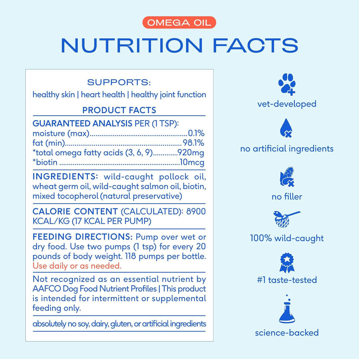 Native Pet Omega 3 Fish Oil for Dogs & Cats - Promotes Healthy Skin, Shiny Coat, & Strong Joints - Made with Wild Alaskan Salmon Oil for Dogs – Tasty, Fast-Absorbing Omega 3 6 9 Liquid Supplement- 8oz