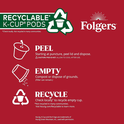 Folgers Classic Roast, 12-Count Medium Roast Coffee K-Cup Pods, 6-Pack