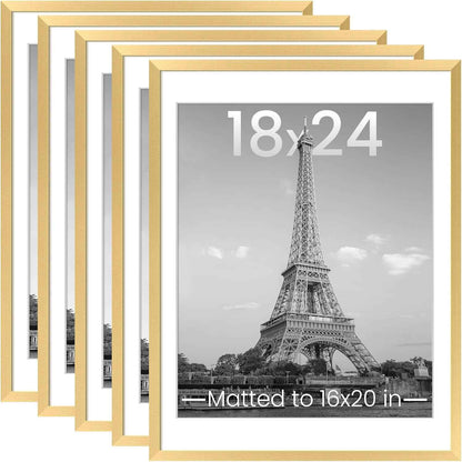 upsimples 11x14 Picture Frame Set of 5, Display Pictures 8x10 with Mat or 11x14 Without Mat, Wall Gallery Photo Frames, Black