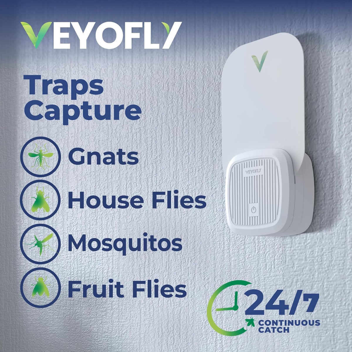 VEYOFLY Fly Trap Indoor, Fruit Fly Traps for Indoors Flying Insect (2 Device + 6 Refills) Gnat Traps for House Indoor, Bug Zapper Indoor, Gnat Killer Catcher & Fruit Fly Killer Light Plug in