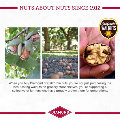 Diamond of California Shelled Walnut Halves and Pieces, pre-shelled raw walnuts for baking and snacking, 32 oz, unsalted and non-gmo