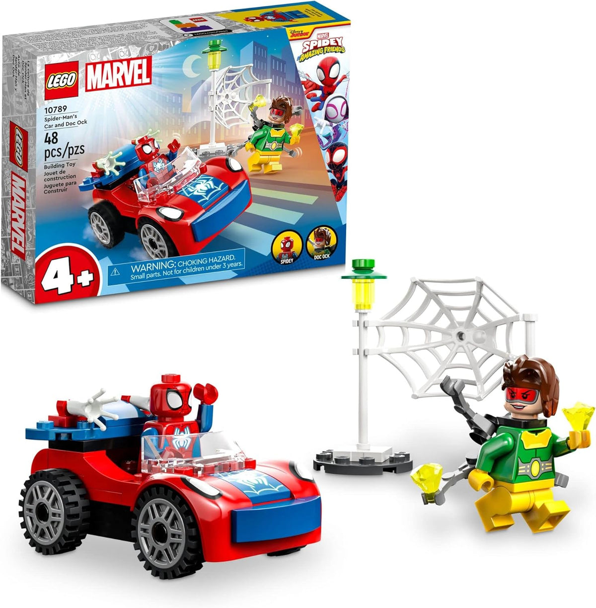 LEGO Marvel Spider-Man's Car and Doc Ock - Kids Pretend Play Set with Glow in The Dark Pieces for Boys & Girls, Ages 4+ - Gifts for Birthdays - 10789
