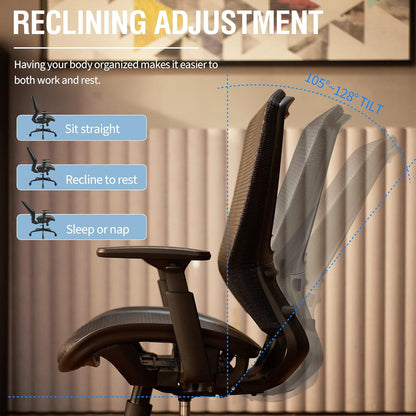 ELABEST Mesh Office Chair,Ergonomic Computer Desk Chair,Sturdy Task Chair- Adjustable Lumbar Support & Armrests,Tilt Function,Comfort Wide Seat,Swivel Home Office Chair (Black)