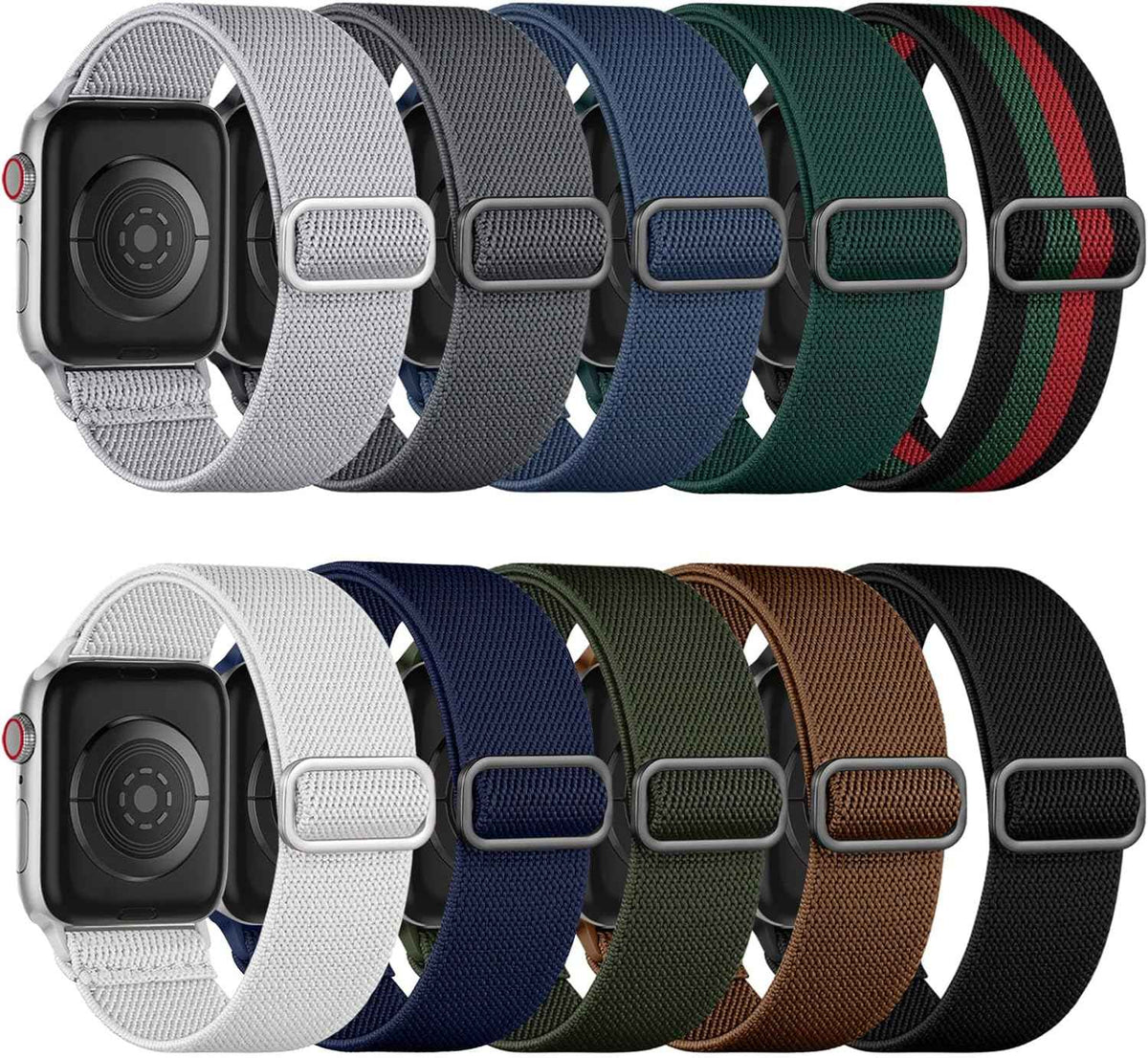 Maledan 10 Pack Stretchy Solo Loop Compatible with Apple Watch Band 40mm 38mm 41mm 42mm 44mm 45mm 46mm 49mm Women Men,Soft Nylon Elastic Braided Strap for iWatch Series 11 10 9 8 7 6 5 4 3 2 1 SE Ultra