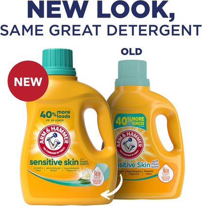 ARM & HAMMER Sensitive Skin Liquid Laundry Detergent, Fresh Scent, 105 fl oz, 105 Loads