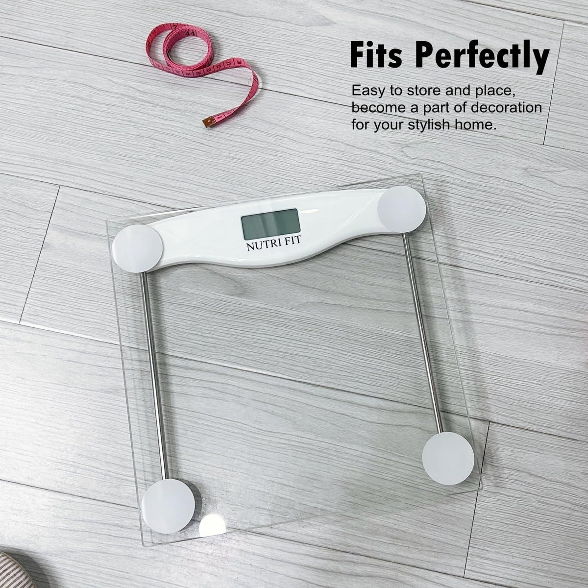 NUTRI FIT Digital Bathroom Scale for Body Weight Loss, Precision Weighing, High Accuracy, 330 lbs Capacity, Step-on Technology with AAA Batteries, Birthday Gifts, Bright White