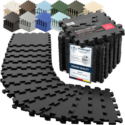 bemaxx Gym Mats Set - 18 pcs EVA Interlocking Foam Floor Tiles (12.6"x12.6"x0.4") 18sqft Protective Gym Flooring Sports Home Workout Exercise Mats Puzzle Garage Fitness Play-Room Garage Pool Treadmill