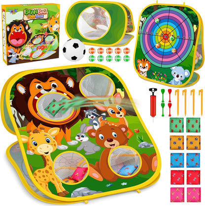 Animal Bean Bag Toss Game Toy Outdoor Toss Game, Family Party Party Supplies for Kids, Gift for Boys Birthday or Christmas for Toddlers Ages 3 4 5 6 Year Old