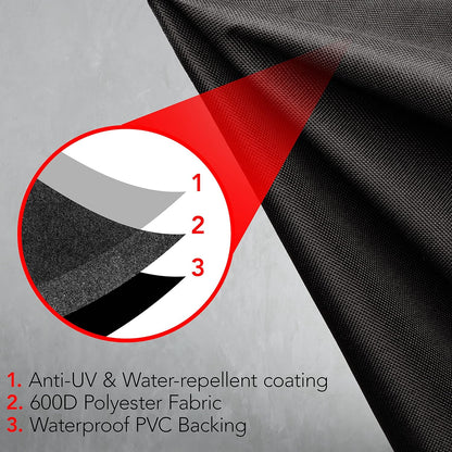 Heavy Duty BBQ Grill Cover for Outdoor Grill, 58 Inch – Waterproof, Weather Resistant, UV & Fade Resistant with Adjustable Straps – Gas Grill Cover for Weber, Genesis, Charbroil, etc. Black