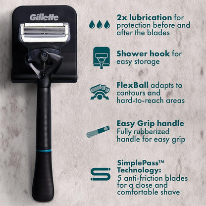 Gillette Intimate Razor for Men, Men’s Pubic Razors with 5-Blade Refills, Gentle and Easy to Use
